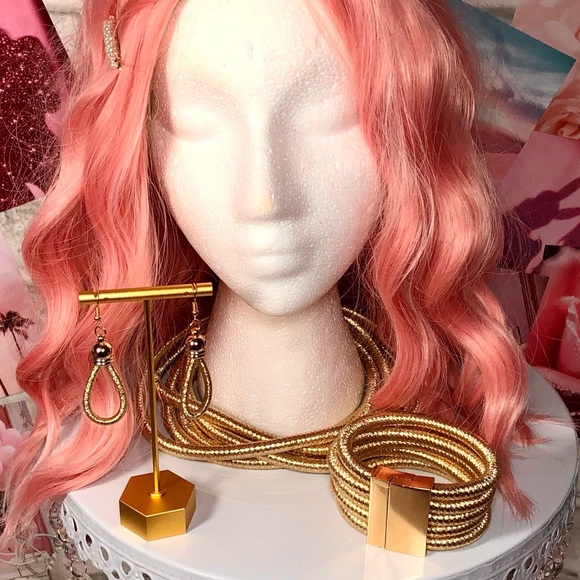 Boho Style Gold-Tone Necklace, Bracelet & Earrings Set - 4 Piece Set - Picture 2 of 14